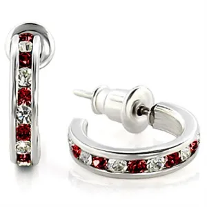 High-Polished 925 Sterling Silver Earrings with Top Grade Crystal in Garnet for Women Garnet Stone Color Style LOAS1347