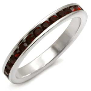 High-Polished 925 Sterling Silver Ring with Top Grade Crystal in Garnet for Women Style 35137