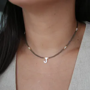 Initial Nacre Beaded Choker