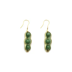 Jade Peapod Hanging Earrings (14K)
