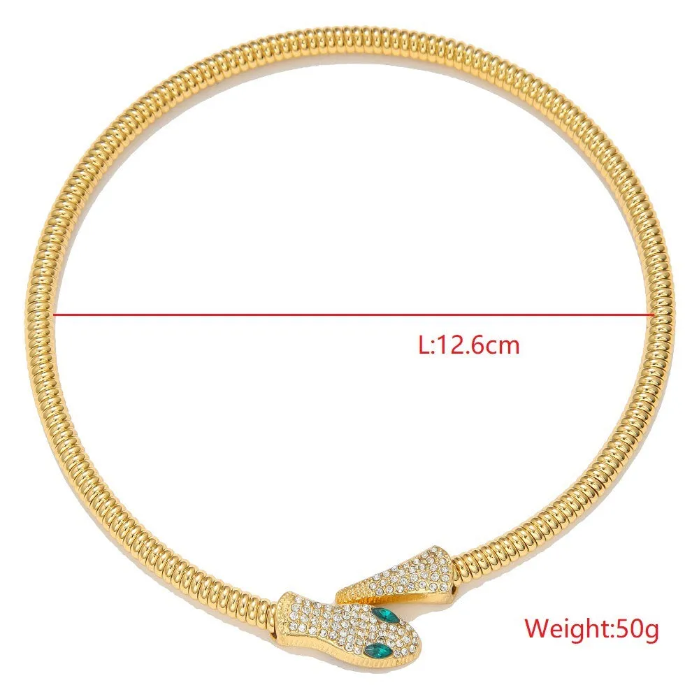 Jade Snake Zircon Necklace Bracelet Combo
