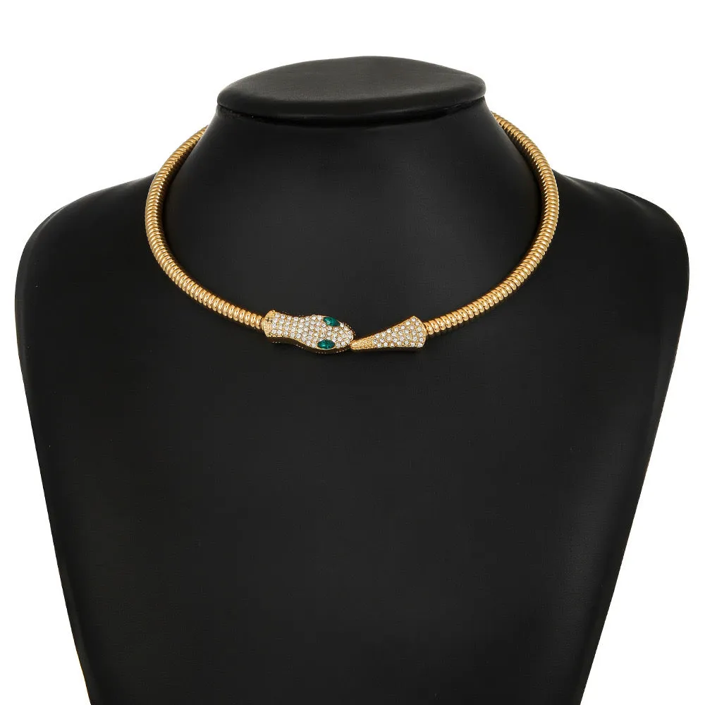 Jade Snake Zircon Necklace Bracelet Combo