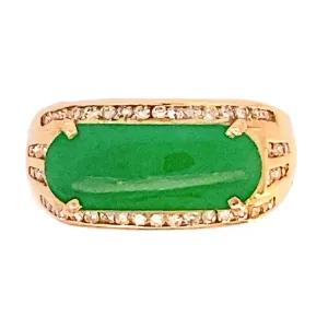 Jadite and Diamond Estate Ring, 18Kt