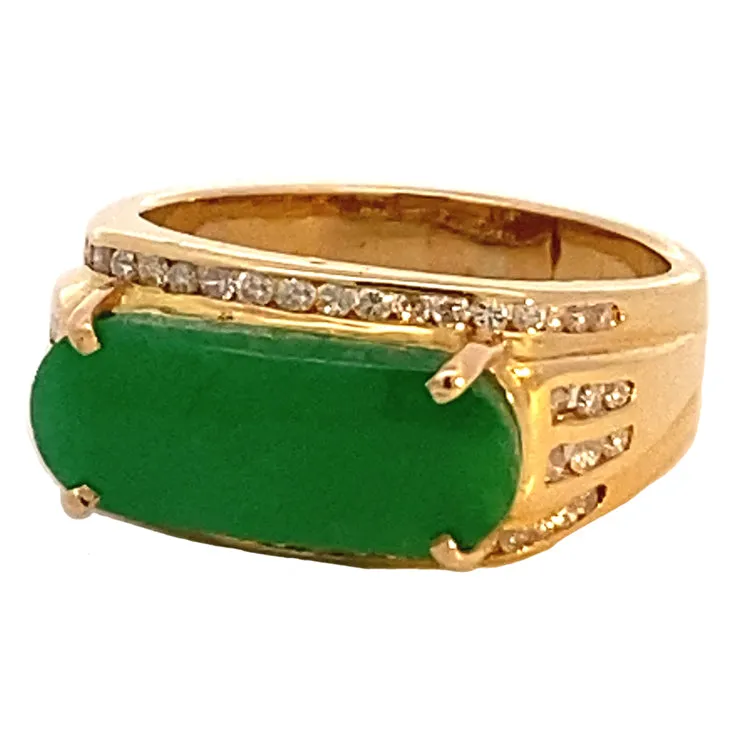 Jadite and Diamond Estate Ring, 18Kt
