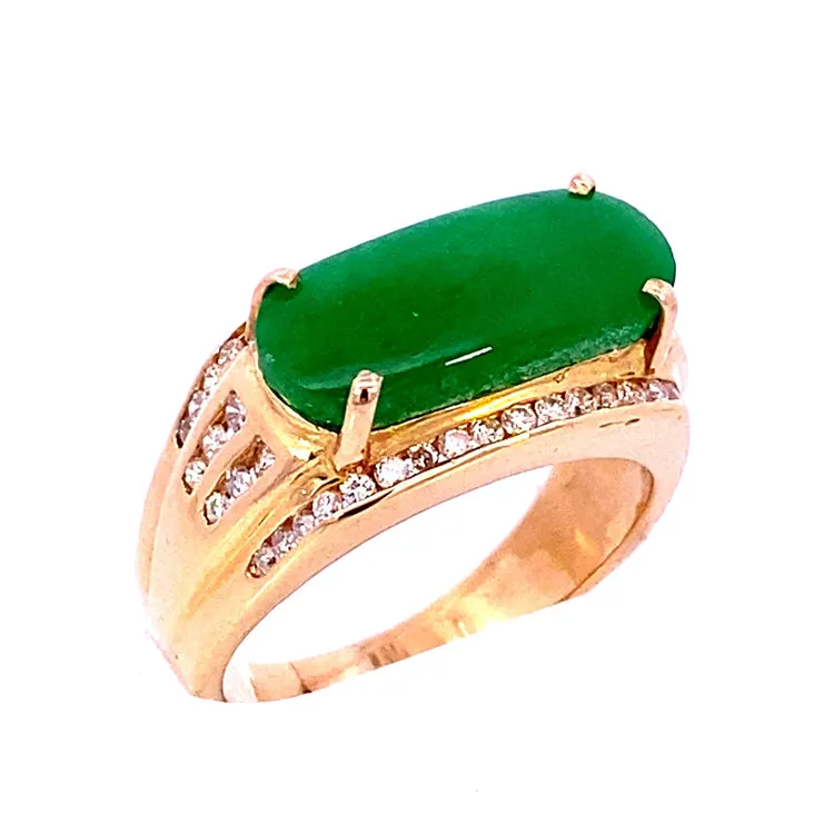 Jadite and Diamond Estate Ring, 18Kt