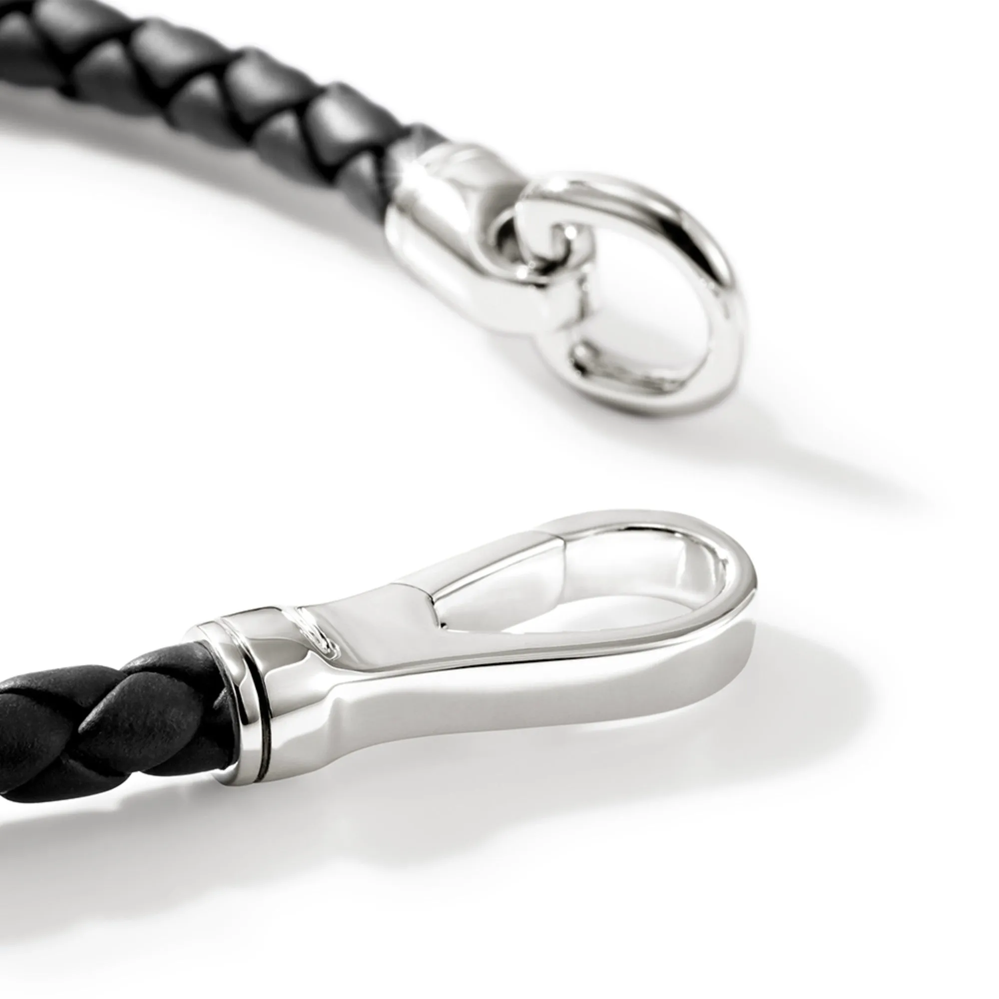 JOHN HARDY LARGE BRAIDED LEATHER BRACELET WITH STERLING SILVER