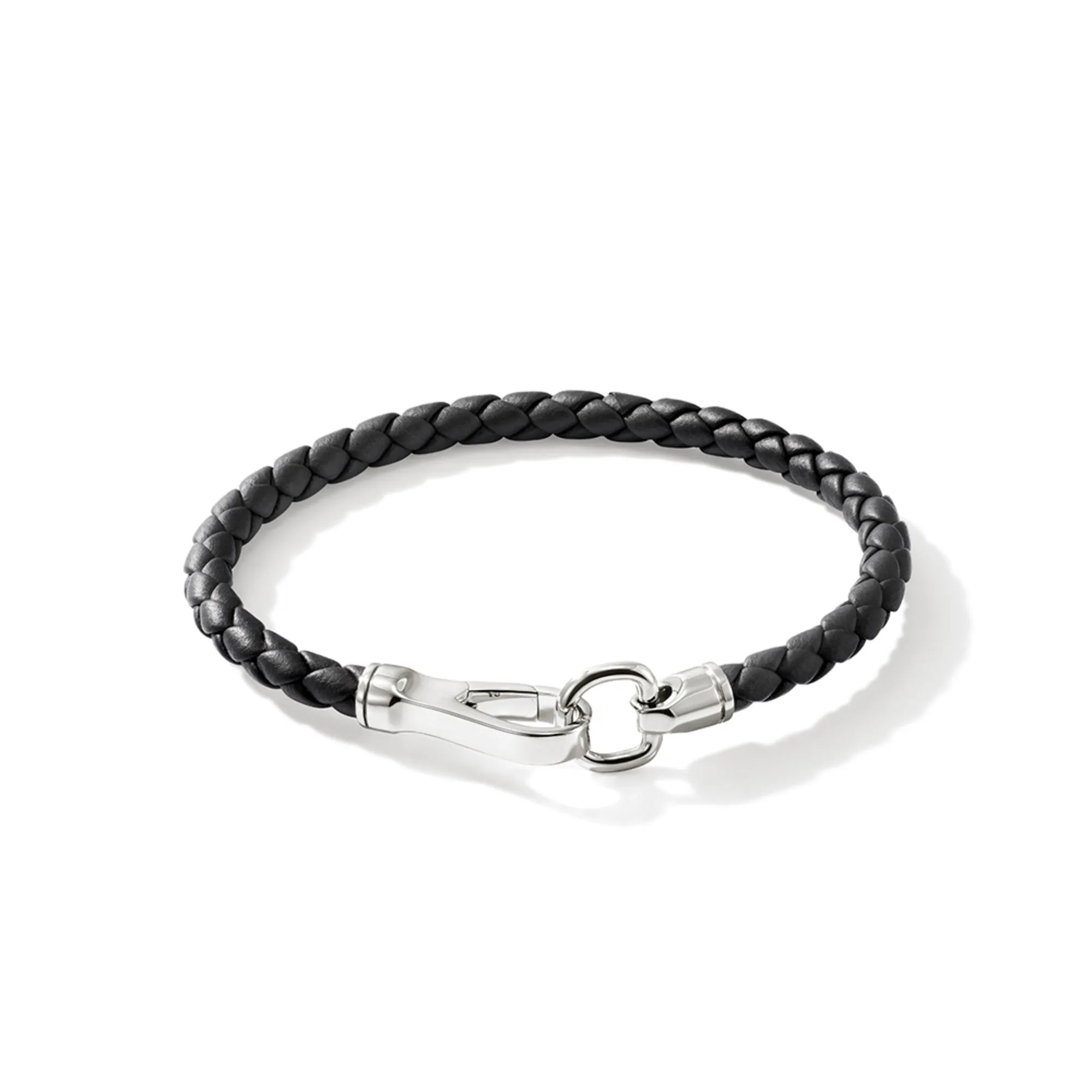 JOHN HARDY LARGE BRAIDED LEATHER BRACELET WITH STERLING SILVER
