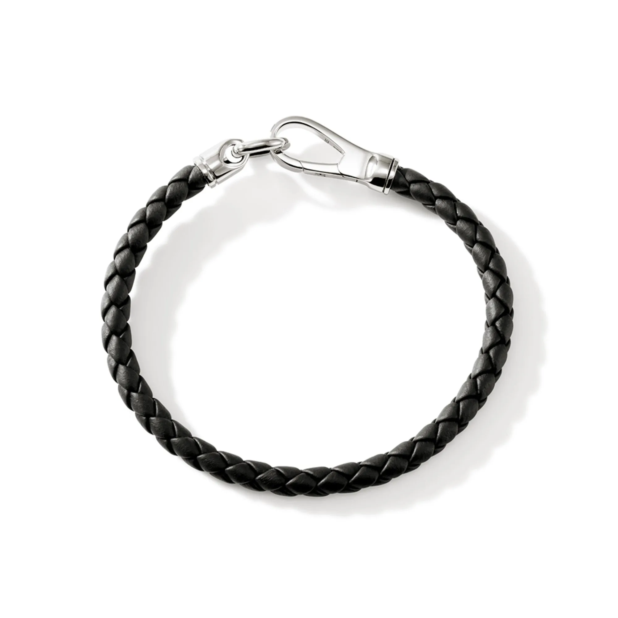 JOHN HARDY LARGE BRAIDED LEATHER BRACELET WITH STERLING SILVER