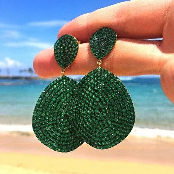 Latelita London Monte Carlo Earrings Gold Emerald Zircon