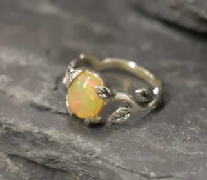 Leaf Opal Ring - Natural Opal Ring - October Birthstone Band