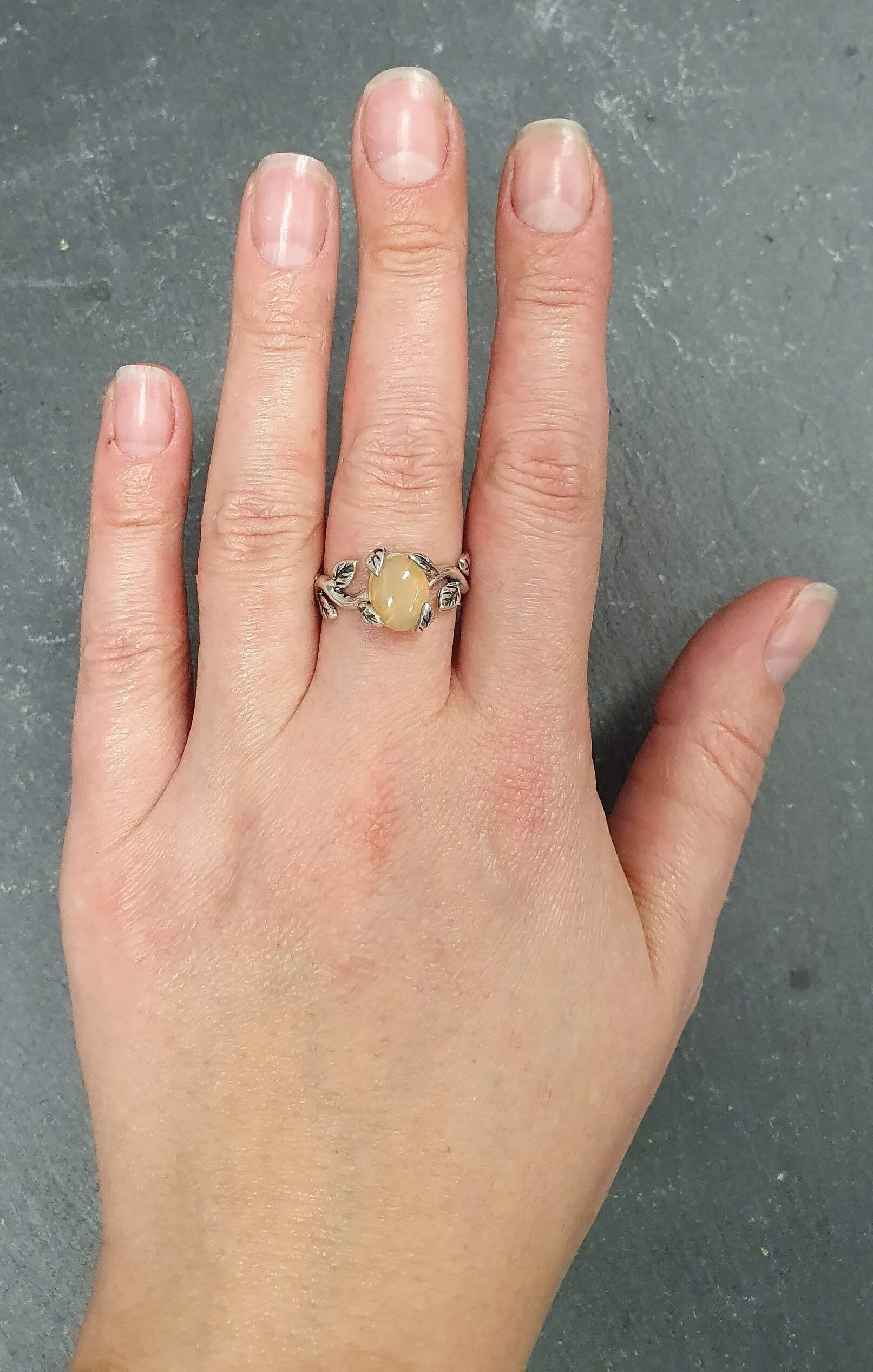 Leaf Opal Ring - Natural Opal Ring - October Birthstone Band