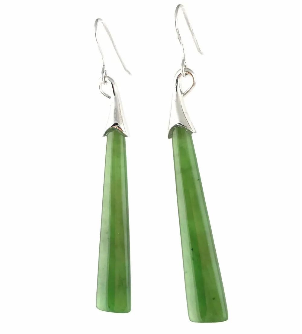 Long Drop Jade Earrings - 45mm