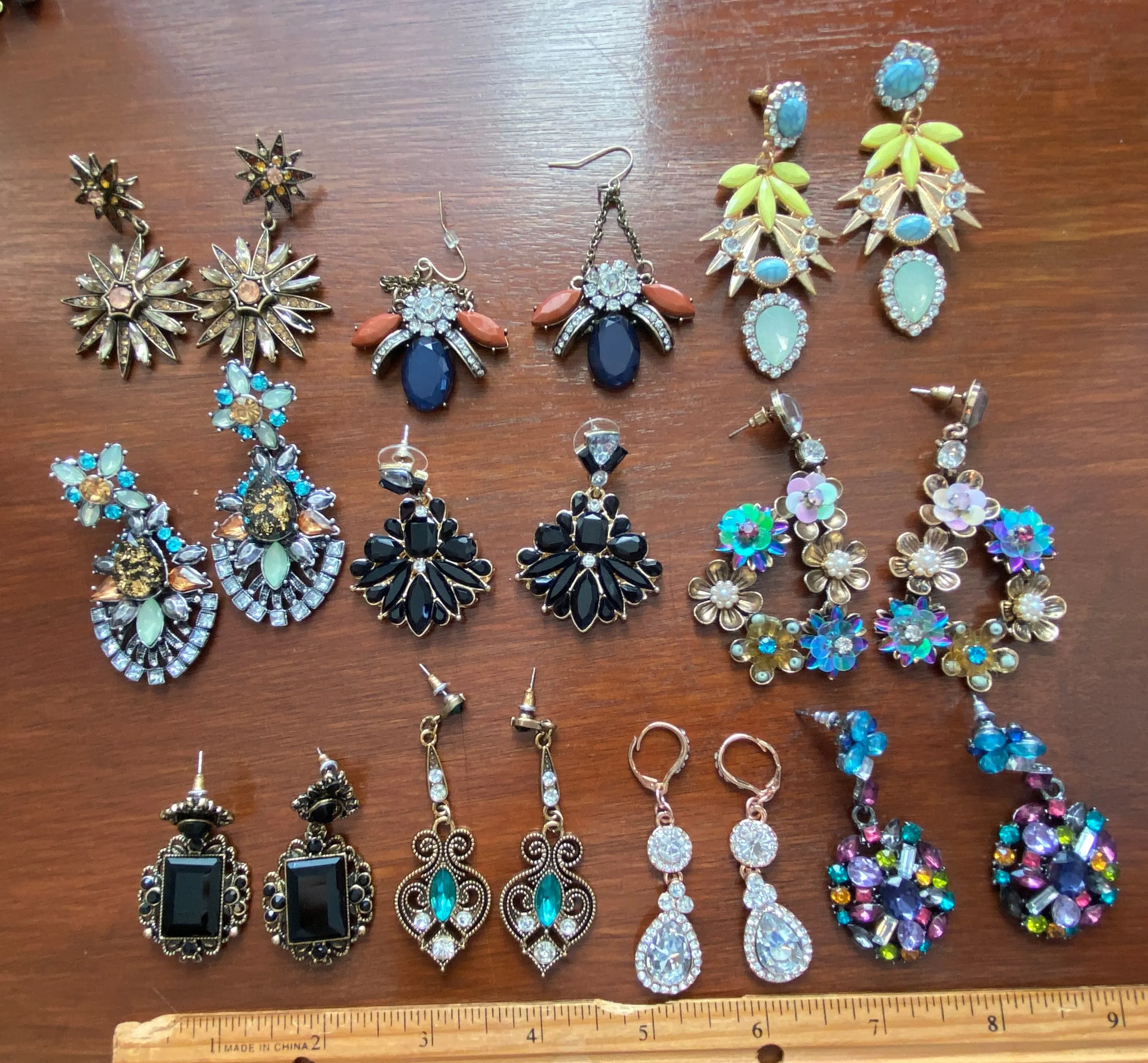 Lot of Statement Earrings Pierced Rhinestone Drop Dangly Chandelier Pageant