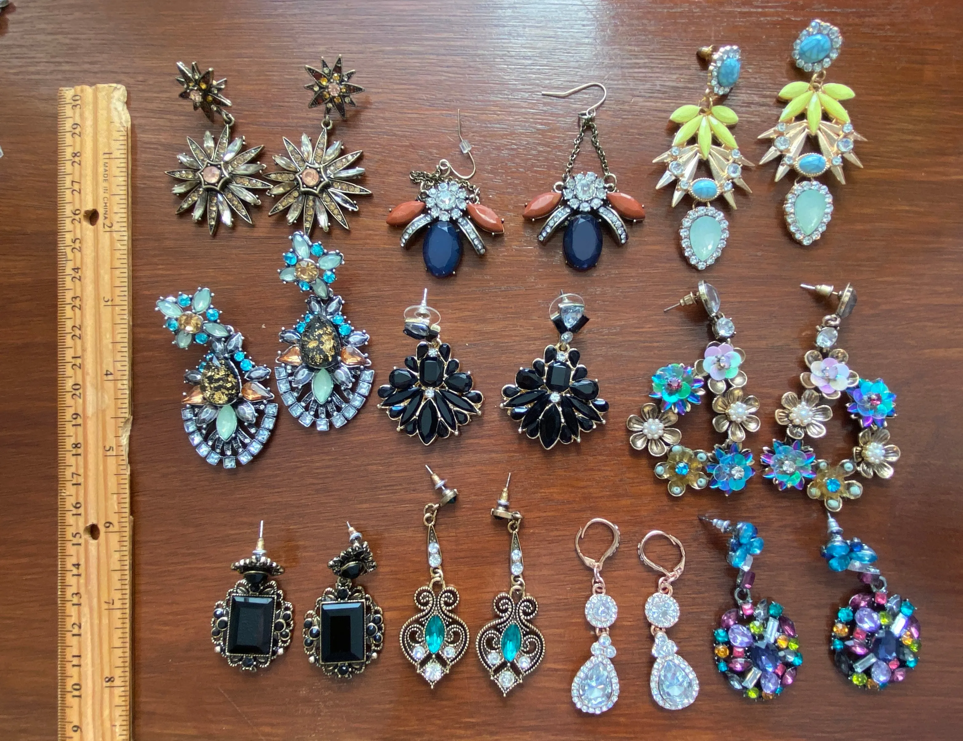 Lot of Statement Earrings Pierced Rhinestone Drop Dangly Chandelier Pageant