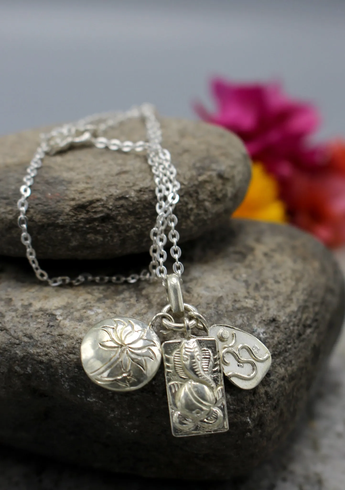 Lotus Ganesha Om Charm Pendant