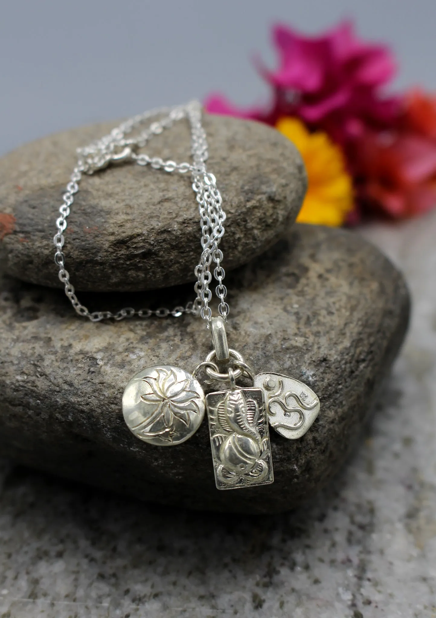 Lotus Ganesha Om Charm Pendant