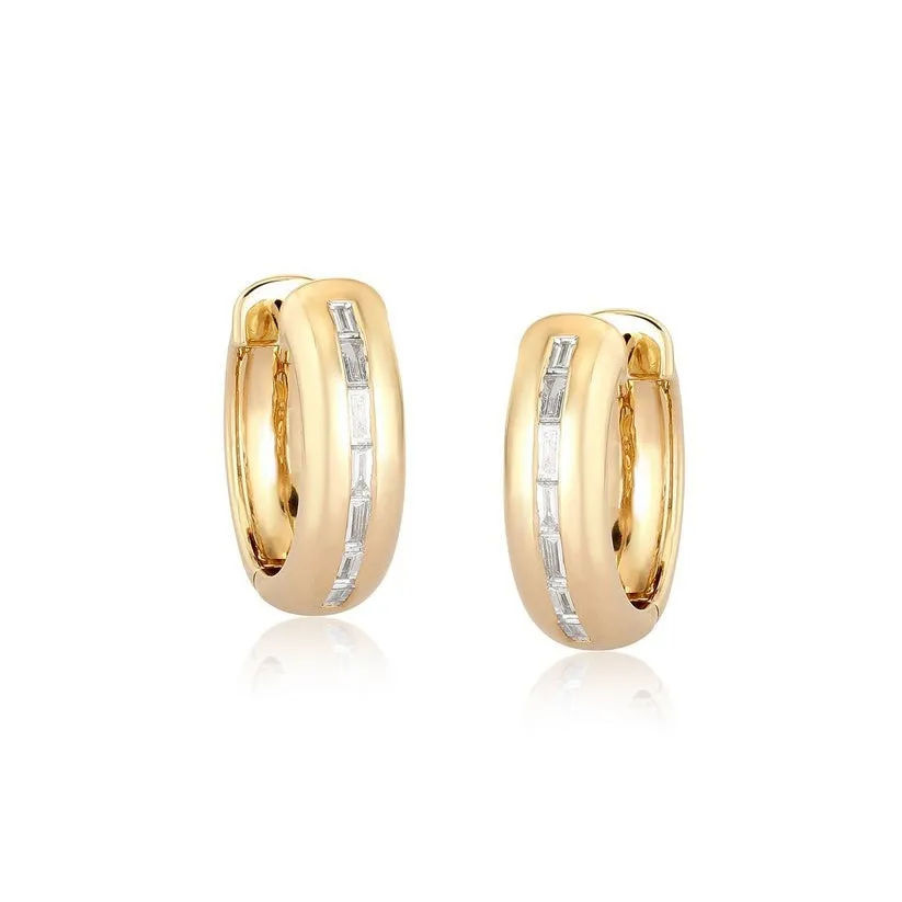 Lustrous Opal Huggies Diamond Earrings