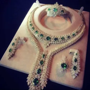 Luxury Double Layer African Jewelry sets Women Wedding Zircon Jewelry Set