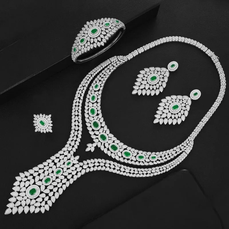 Luxury Double Layer African Jewelry sets Women Wedding Zircon Jewelry Set