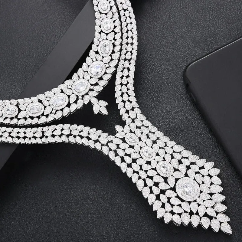 Luxury Double Layer African Jewelry sets Women Wedding Zircon Jewelry Set