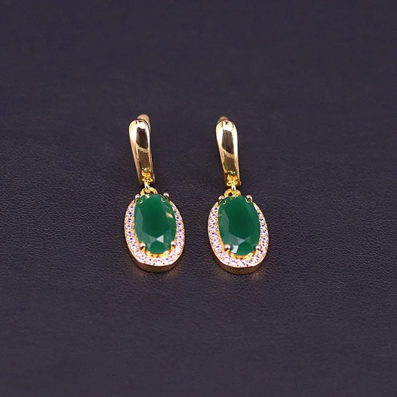 Malay Zircon Adjustable Ring Necklace Earrings Set