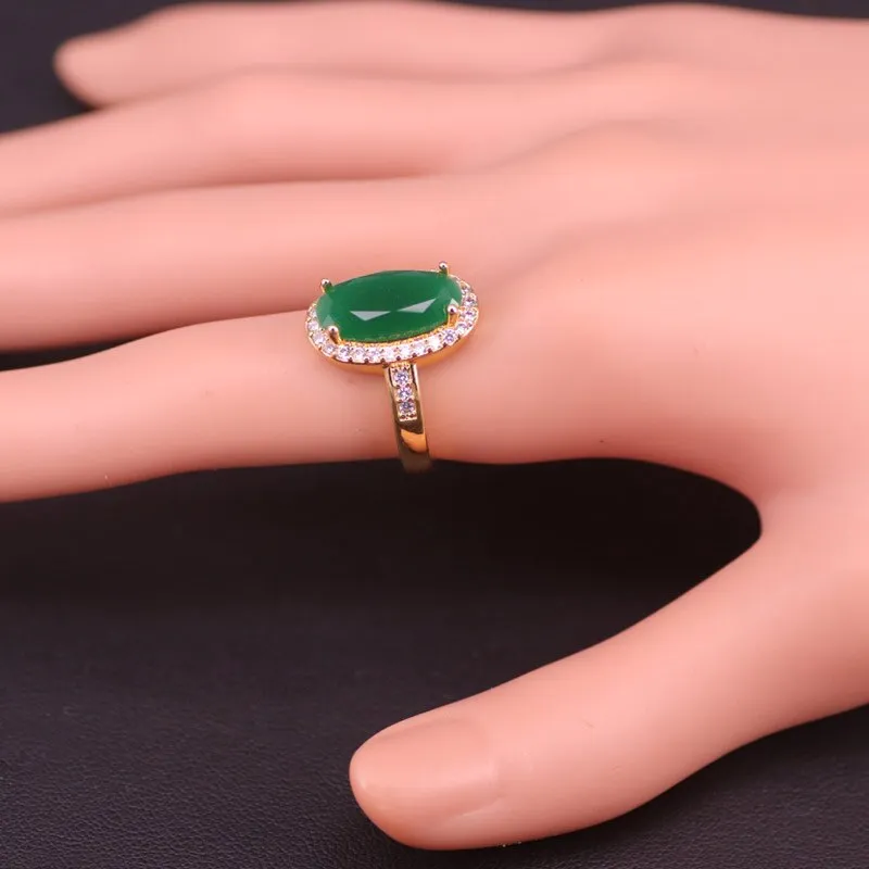 Malay Zircon Adjustable Ring Necklace Earrings Set