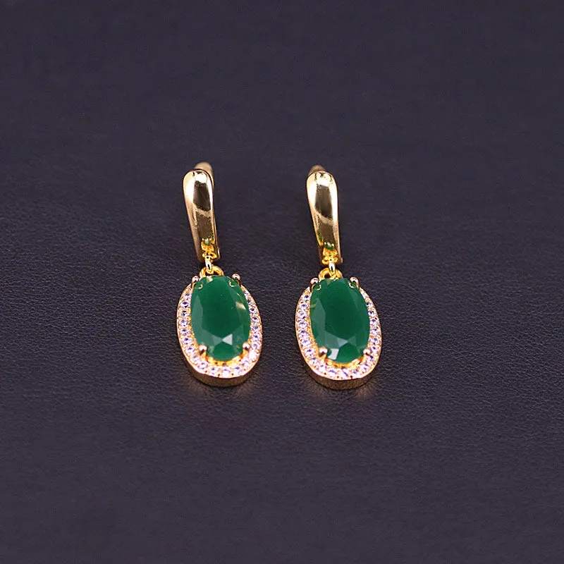 Malay Zircon Adjustable Ring Necklace Earrings Set