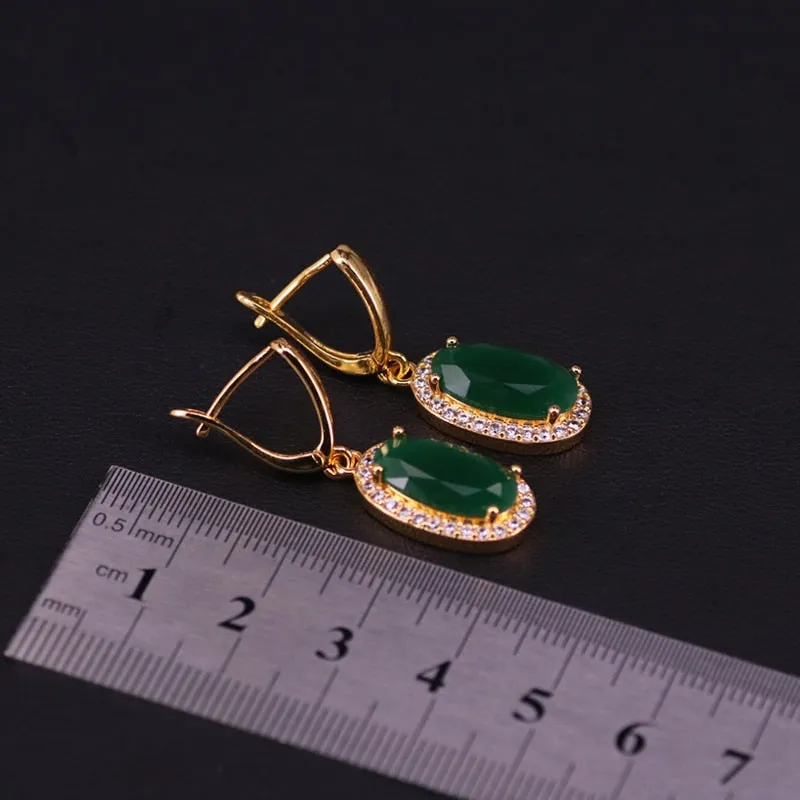 Malay Zircon Adjustable Ring Necklace Earrings Set
