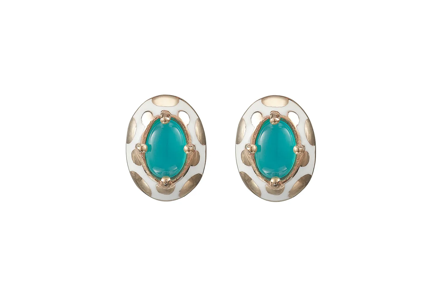 Memphis Dot Oval Stud Opal