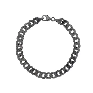 Men's Oxidised Silver Curb Link Wrist Chain