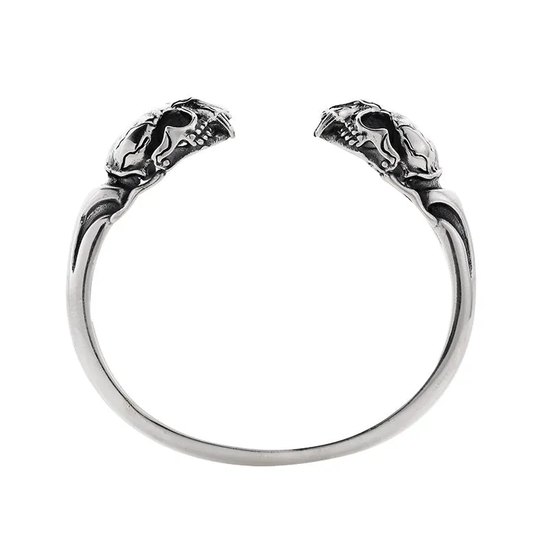Men's S925 Sterling Silver Beast Skull Bracelet