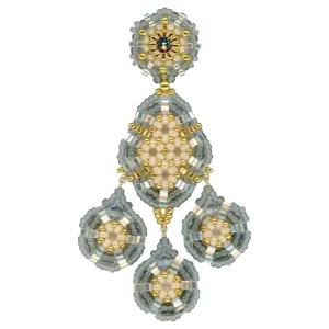 Miguel Ases Mid  Pyrite and Gold Chandelier Teardrop Metallic Earring