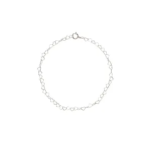 Mini Heart Chain Bracelet in Silver