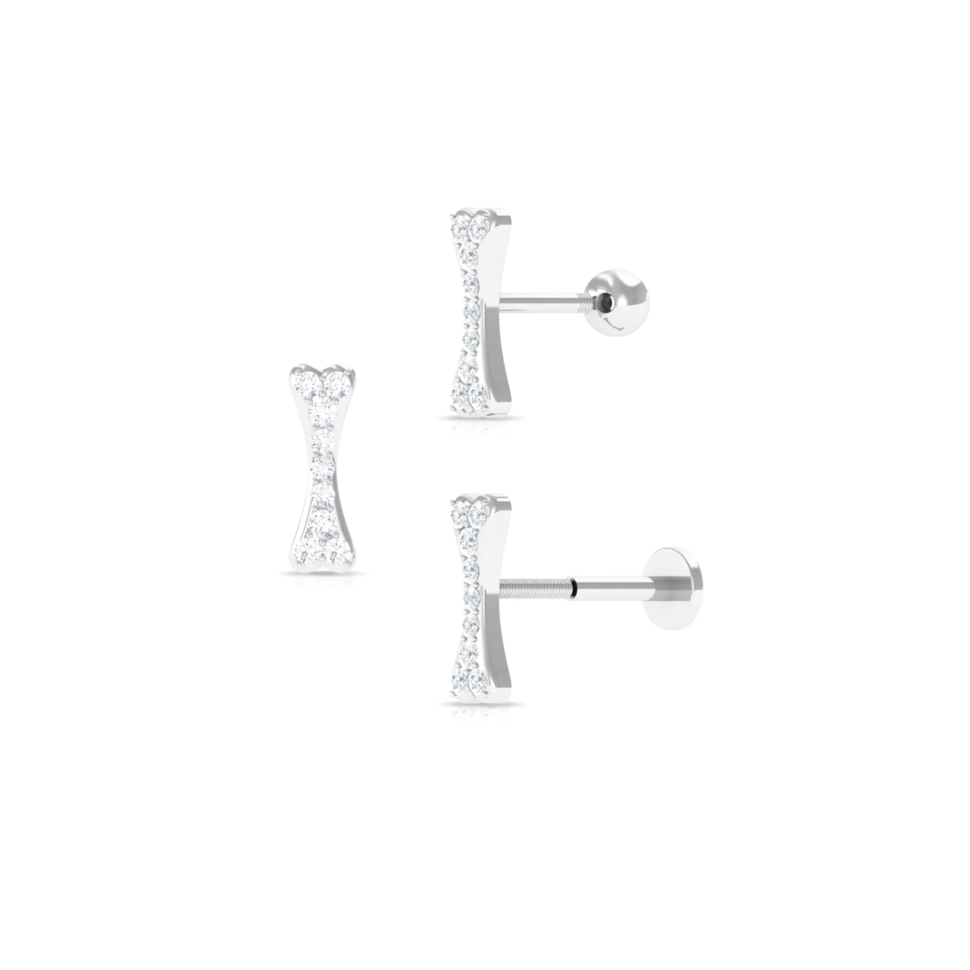 Moissanite Dog Bone Earring for Helix Piercing