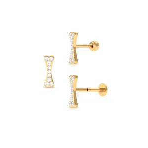 Moissanite Dog Bone Earring for Helix Piercing