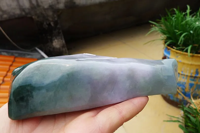 Natural Jade Rough Jadeite Raw (703g, 155X75X34mm)