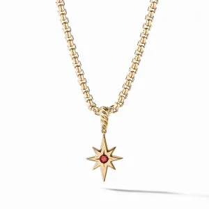 North Star Birthstone Amulet in 18K Yellow Gold with Garnet