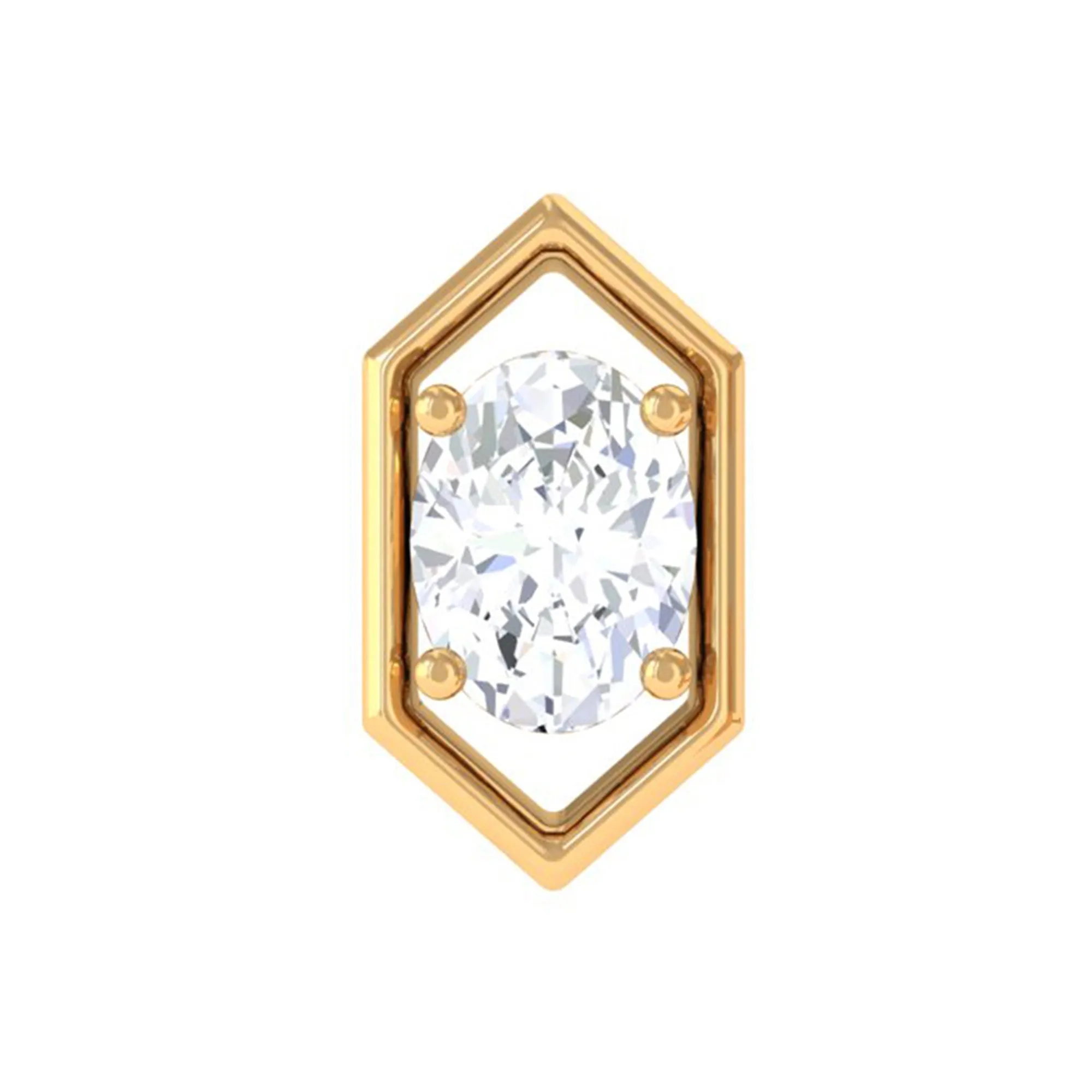 Oval Cut Moissanite Solitaire Hexagon Helix Earring