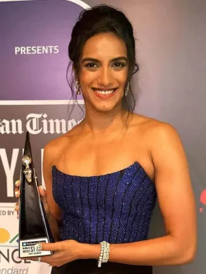 P V Sindhu In Diamond Hoop Earrings