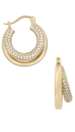 Pave Huggie Hoop Miles Earrings Five and Two Jewelry