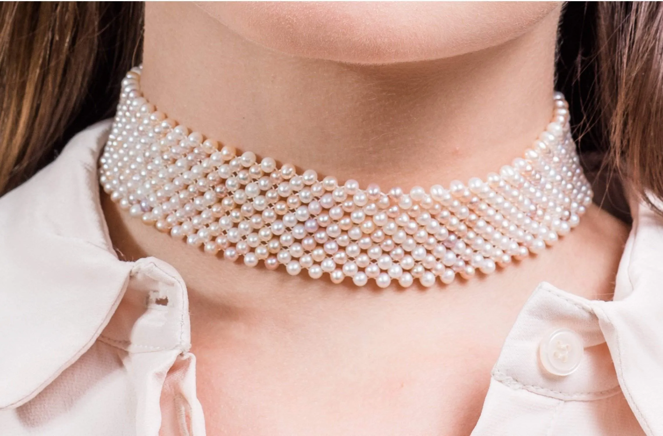 Pink & White Freshwater Pearl Choker 4mm
