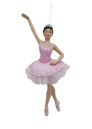 Pink Ballerina w/ Tiara Ornament (7")