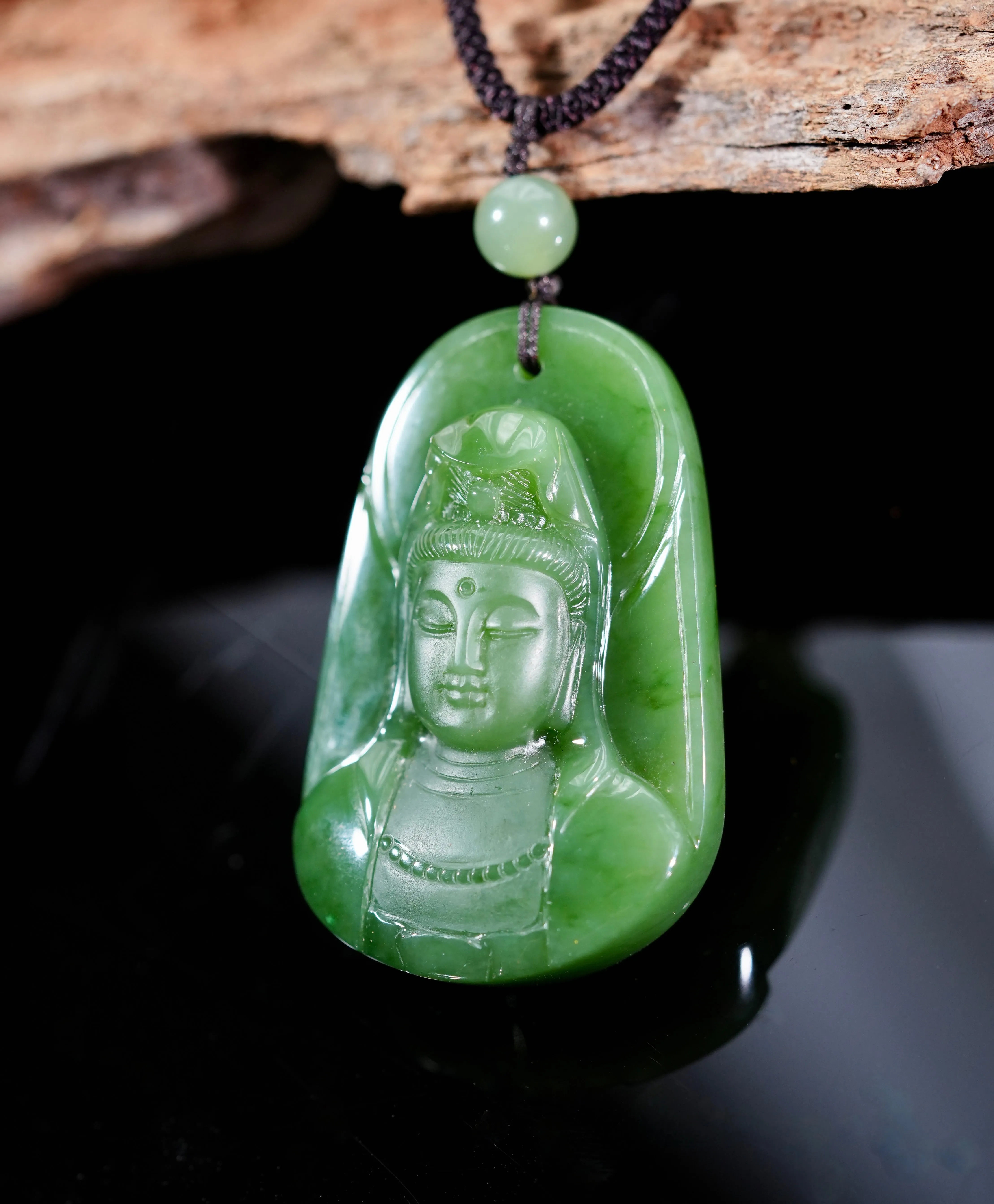 Polar Jade Grade Guanyin Pendant #2448