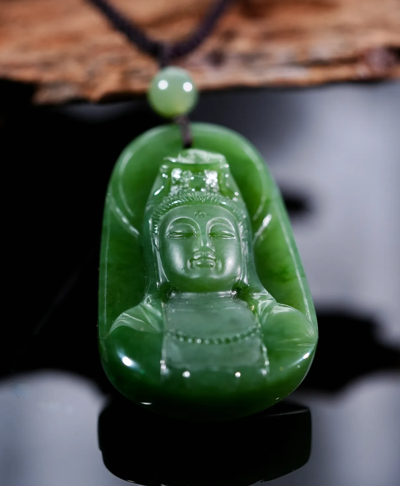 Polar Jade Grade Guanyin Pendant #2448
