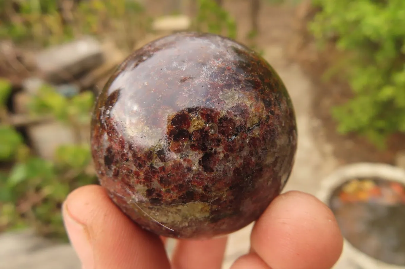 Polished Pyrope Garnet Matrix Spheres x 6 From Madagascar