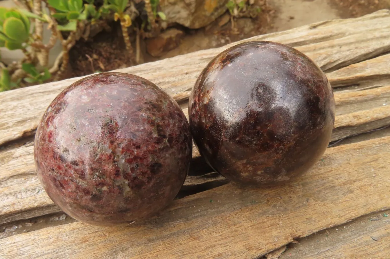 Polished Pyrope Garnet Matrix Spheres x 6 From Madagascar