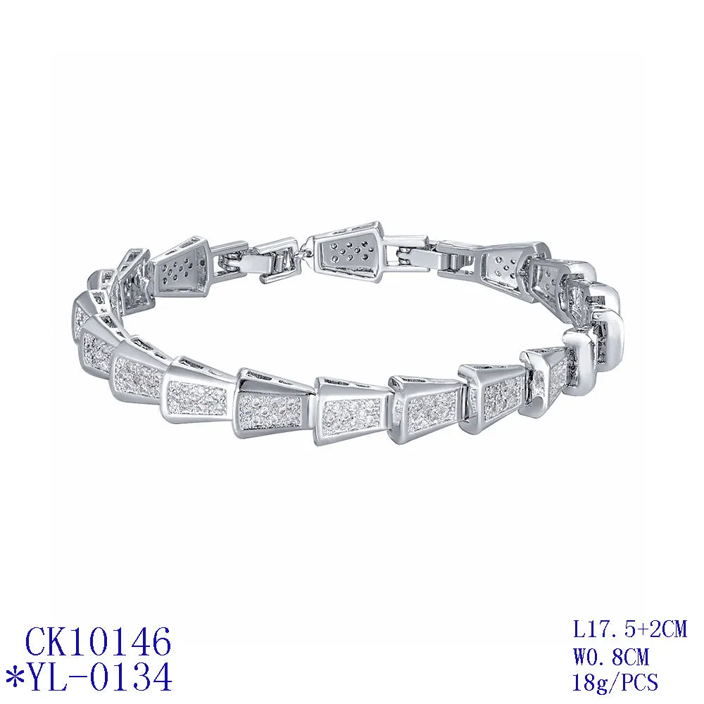 Pretty 5A Cubic Zirconia Silver Bracelet Chains for Women CK10146