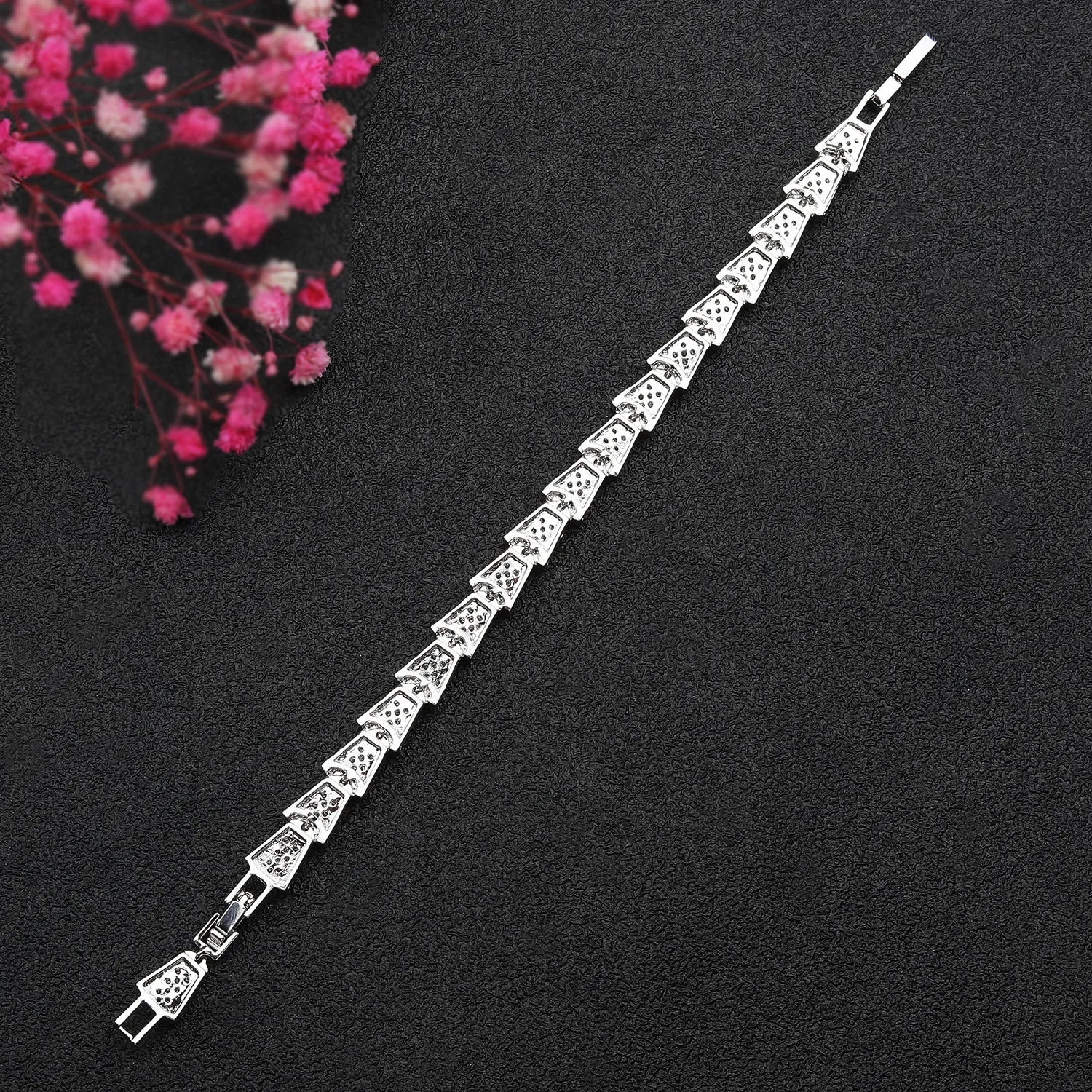 Pretty 5A Cubic Zirconia Silver Bracelet Chains for Women CK10146