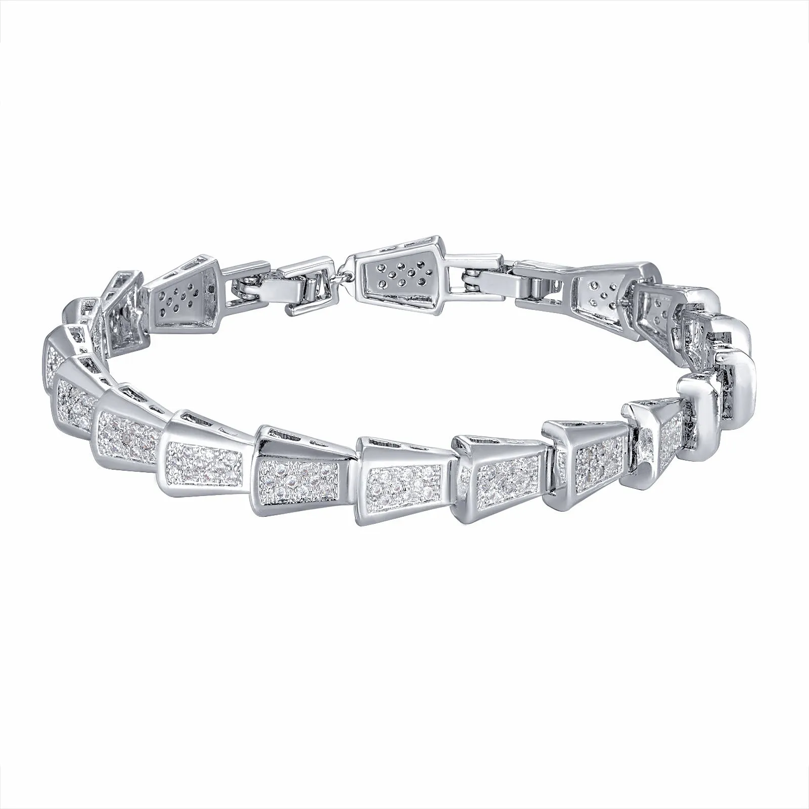 Pretty 5A Cubic Zirconia Silver Bracelet Chains for Women CK10146