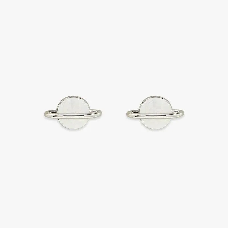 PURA V WHITE OPAL SATURN EARRINGS